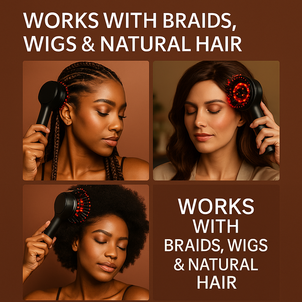 Scalp massager working with braids, wigs and natural hair